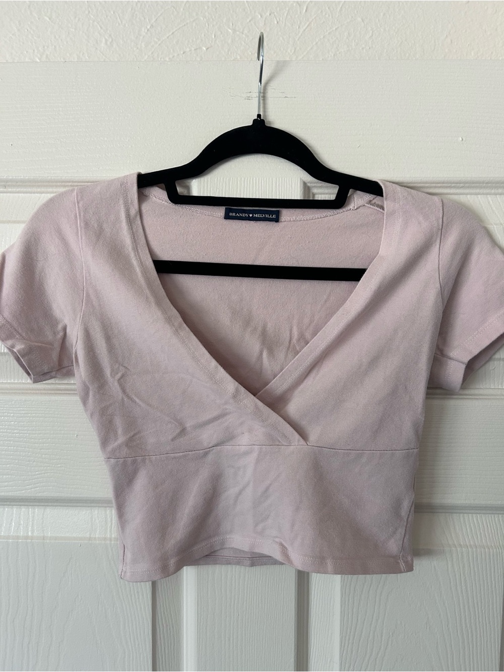 Brandy Melville Pale Pink Wrap-Style Crop Top